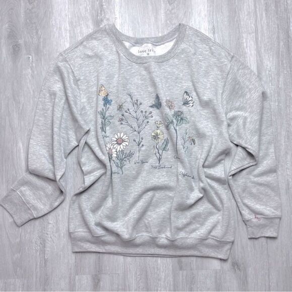 Gray Flower Print Sweatshirt 3X - Picture 1 of 3